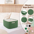 OIAHOMY Storage Basket for Shelves, Closet Cube Storage Bins Baskets for Clothes Blanket Towels, Baby Nursery, Toy Baskets Box, Woven Rope Basket, 17.72*12.99*7.87 IN, 2 Packs Olive Green by TinyTreasures Baby Boutique