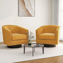 Swivel Barrel Accent Chair, Modern Round Corduroy Fabric Arm Chair for Living Room, Bedroom, Comfy Club Reading Chairs for Adults, Corduroy Orange, Set of 2 by CozyNest Decor