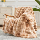 NEWCOSPLAY Faux Fur Throw Blanket Tie-dye Beige Luxury Fluffy Thick Warm Bubble Blanket for Couch Sofa Bed 700GSM (Tie-dye Beige, Throw(50"x60")) by CozyNest Decor