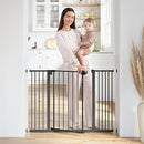 Comfy Cubs Baby Safety Gate with 3 Extensions - Adjustable 42" x 1.9" x 30" Q195 Steel Doorway Barrier - Powder-Coated Finish for Stairs and Doorways - Walk-Through Design Pet Gate - Black by TinyTreasures Baby Boutique