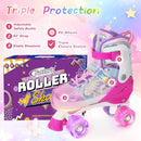 Nattork Kids Roller Skates for Girls Boys Kids, 4 Sizes Adjustable Quad Skates Butterfly and Flower with All Light up Wheels - Birthday Gift for Indoor Outdoor Sports by TinyTreasures Baby Boutique