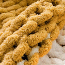 Battilo Chunky Knit Throw Blanket, Soft and Thick Chenille Throw Blanket, 50"x60" Handmade Cable Knit Crochet Blanket, Large Rope Knot Throw Blankets for Couch Sofa Bed Home Decor, Yellow & White by CozyNest Decor