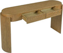 55" Sofa Table with Oval Top and 2 Drawers, Entryway Console Table with Fluted Design for Hallway,Foyer,Entry and Living Room (Fully Assembled-Pine Wood) by CozyNest Decor