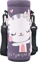 RICHEN Neoprene Water Bottle Carrier Bag with Adjustable Shoulder Strap,Insulated Water Bottle Cover for Stainless Steel/Glass/Plastic Bottles by TinyTreasures Baby Boutique