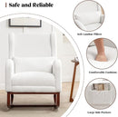 Rocking Chair Nursery,Teddy Nursery Rocking Chairs with Foot Rest, Sherpa Nursing Chair Glider Rocker with Wingback and Pillow for Living Room, Bedroom, White by TinyTreasures Baby Boutique