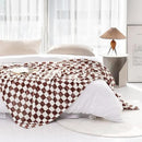 LOMAO Throw Blankets Flannel Blanket with Checkerboard Grid Pattern Soft Throw Blanket for Couch, Bed, Sofa Luxurious Warm and Cozy for All Seasons (Coffee, 50"x60") by CozyNest Decor