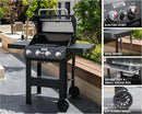 Monument Grills 4-Burner Liquid Propane Gas Grill, Matte Black Stainless Steel Burner Grill with Clearview® Lid, One Foldable Shelf for Outdoor Cooking Kitchen Patio Backyard, Mesa420MF with BBQ Cover by GreenHaven Gardens