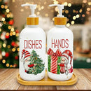 Hexagram Christmas Soap Dispenser Set of 2, Christmas Kitchen Decor, Xmas Gnomes Glass Soap Dispenser for Home Indoor Decorations, Xmas Refillable Lotion Essential Oil Dispensers with Pump by CozyNest Decor