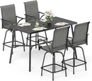 Sophia & William Outdoor Bar Set, Patio Bar Table and Chairs Set, Bar Height Patio Set - 4 x Swivel Bar Chairs(Grey), 1 x Rectangular Bar Table by CozyNest Decor
