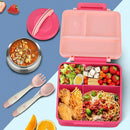 Bento Lunch Box for Kids with 8oz Soup Thermo&Lunch Bag, Leak-Proof Lunch Food Containers with 4 Compartment, Hot Food Insulated Food Jar for Kids School (Pink) by TinyTreasures Baby Boutique
