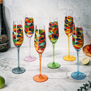 Stained Glass Champagne Flutes Set Of 6 Hand Painted Mouth Blown 7 Ounce Colorful Re by The Wine Savant