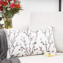 YOUR SMILE Classical Embroidery Jacquard Farmhouse Oblong Rectangle Chenille Red Leaf Decorative Throw Pillow Case,12x20 inch by CozyNest Decor