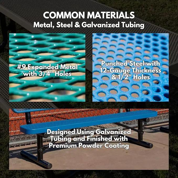 Coated Outdoor Furniture Heavy-Duty Portable Outdoor Bench Thermoplastic Coated, Expanded Metal, Commercial-Grade Seating, Made in America (Portable Without Back, 8 Ft, Green), photo 5 of 9