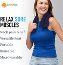 SunnyBay Microwave Heating Pad for Neck and Shoulders, 2.2 lbs 26 inch Long Versatile Microwavable Neck Wrap Warmer or Cool Pack, Hot or Cold Therapy to Relax Sore Muscles (Blue) by CozyNest Decor