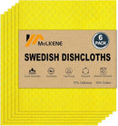 Swedish Dishcloths for Kitchen | 6 Pack Absorbent Cellulose Sponge Cloths Washable | Non-Scratch Reusable Paper Towels Quick Drying Cleaning Cloths - Yellow by CozyNest Decor