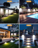 12 Pack Solar Fence Lights Waterproof, Motion Sensor Deck Lights Outdoor, Cold White LED Outside Lights Wireless for Wall Yard Steps Stairs Garden - Black