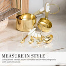 Styled Settings White and Gold Kitchen Utensils Set - 15-Piece BPA free, Non-Scratch, Utensils Set Includes White Silicone Cooking Utensils and Measuring Cups and Spoons by CozyNest Decor