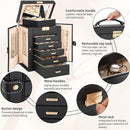 AKOZLIN 6-Tier Jewelry Box Lockable Leather Jewelry Storage Case with 5 Drawers for Women Girls Ring Necklace Earring Bracelet Holder Organizer with Mirror by TinyTreasures Baby Boutique