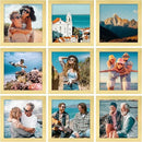 Vittanly 8x8 Picture Frames Set of 9, Shatter Resistant Plexiglass, Display 4x4 Pictures with Mat or 8x8 without Mat, Photo Frames for Wall Mount, Engineered Wood, Gold by CozyNest Decor