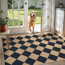 Lahome Checkered Easy Jute 3x5 Outdoor Patio Rug, Washable Rugs for Entryway Diamond Indoor Outdoor Living Room Carpet, Farmhouse Neutral Non Slip Black Door Carpet for Backyard Bedroom by CozyNest Decor