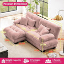 Loveseat Modular Sectional Sofa, L Shaped Couch with Ottoman, Cloud Couch Sectional Couch Home Sofa Living Room Oversized Couch Deep Seat Couch with Round Bolster Armrests 4 Pillows(Pink) by CozyNest Decor