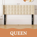 VECELO Headboard Queen Size, Linen Upholstered Headboards Only with Nailhead Trim Wingback, Square Stitched Design, Adjustable Height from 40" to 49.8", Oatmeal by CozyNest Decor
