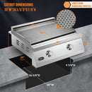 Hygrill 30-Inch Premium Built-In Liquid Propane Griddle for Outdoor Kitchen, Durable Stainless Steel 2-Burner Flat Top Grill with Lid and LED lights, 36000 BTUs by GreenHaven Gardens