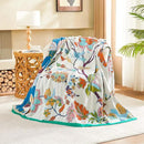 Summer Throw Blanket, 90"x98" Reversible Bohemian Flower Blanket, 100% Cotton Muslin Breathable Woven, Farmhouse Decorative Throw Blanket by CozyNest Decor