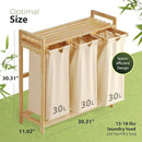 Laundry Hamper 3 Section beige - Large Bamboo Laundry Sorter with Removable Cotton Bags -Three Compartment Organizer for Clothes - Durable, Eco-Friendly, and Stylish Storage Solution for Home by CozyNest Decor