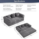 Convertible Sleeper Sofa Bed with Pillow, 4-in-1 Corduroy Folding Mattress Couch with Fixed-Shape Frame, Futon Fold Out Floor Sofa Cama Lounge Couch for Living Room Bedroom Studio, Grey by CozyNest Decor