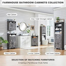 Bathroom Floor Cabinet, Farmhouse 24" Wide Cabinet with Drawer, Adjustable Shelf, Barn Doors, Cabinets for Bathroom, Kitchen, Living Room, Grey Wash by CozyNest Decor