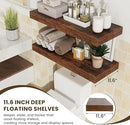 12 Inch Deep Floating Shelves for Wall | 30 Inch Floating Shelves Set of 2 | Rustic Wood Shelves for Living Room Bathroom Laundry Room Bedroom Kitchen Home Office - Rustic Brown by CozyNest Decor