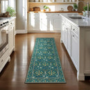 Joydeco Washable 2x6 Rug Runners for Hallways Non Slip, Boho Floral Bathroom Rug Runner, Soft Botanical Forest Indoor Floor Throw Carpet for Kitchen Laundry Room Entryway, Dark Blue by TinyTreasures Baby Boutique