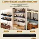 Floating Shelves 3 inch Thick for Wall Set of 2,Solid Pine Wood Wall Mount Shelf for Kitchen Living Room Bedroom Bathroom,8" D x 48" L x 3" H-Black by CozyNest Decor