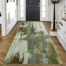 Washable Runner Rug, 2x6 Kitchen Rugs Green Long Runner Rugs with Rubber Backing, Abstract Non-Slip Carpet Runners for Hallways, Kitchen, Bedroom, Laundry, Entrance by TinyTreasures Baby Boutique