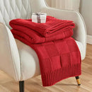 CozeCube Knit Throw Blanket,Christmas Red Checkered Bedroom Blanket for Couch,Soft Cozy Warm Knitted Blanket for Bed Sofa Living Room,Decorative Spring Fall Throw Blanket 60"X80",Christmas Red by CozyNest Decor