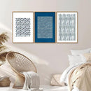 Tinonedraw Navy Blue and White Framed Canvas Wall Art Set, Minimalist Geometric Wall Decor, Neutral Abstract Artwork, Cozy Contemporary Art Prints for Bedroom Living Room Office Above Bed 24"x36"x3 by CozyNest Decor