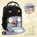 RUVALINO Diaper Bag Backpack-Multifunction Baby Travel Bag, Insulated Bottle Holders & Large Capacity, Waterproof, Deep Black by TinyTreasures Baby Boutique