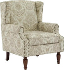 UIXE High Back Floral Accent Chairs Set of 2, Upholstered Armchair in Fabric, Retro Printed Wingback Arm Chair for Living Room, Nailhead Trim Single Sofa Bedroom Reading Seat - White by CozyNest Decor