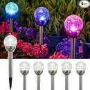 GIGALUMI Solar Outdoor, Cracked Glass Ball Solar Garden Lights, Color Changing Lights Outdoor,Garden LED for Path, Patio, Yard, 6 Pack Pathway by CozyNest Decor