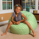 Posh Beanbags Bean Bag Chair, Large-38in, Pattern Chevron Green and White by TinyTreasures Baby Boutique