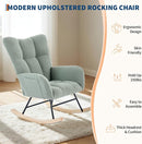 Nursery Rocking Chair,300Lb Glider Chair with Wood Legs/Two Side Pockets,Teddy Upholstered Glider Rocker with Padded Seat High Backrest for Living Room/Bedroom/Nursery by TinyTreasures Baby Boutique