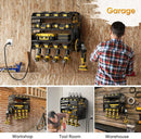 Power Tool Organizer Wall Mount with Charging Station,Tool Storage Rack with 8 Outlet Power Strip,Heavy Duty Metal Battery Utility Rack with 4 Cordless Drill Holder 6.56 Ft Cord for Garage by GreenHaven Gardens