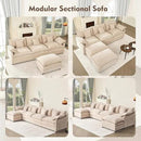 108" U Shaped Couch, Modular Sectional Sofa, 3-Seater Comfy Cloud Couch with Movable Ottoman, Deep Seat Couches for Living Room, Chenille, Flat White by CozyNest Decor