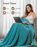 Pawque Super Soft Cozy Throw Blanket for Couch Bed - Fluffy Sherpa Fleece Reversible Thick Warm Fuzzy Blanket for All-Season, 3D Checkered Jacquard Elegant Decorative Blankets, Teal Green, 50" x 60" by CozyNest Decor