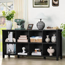 8 Cube Book Shelf, Farmhouse Wood Long Storage Organizer Bookcase, 62" Horizontal Black Console Closet Bookshelf, Hallway TV Stand for Entryway, Display Cabinet Book Case for Living Room by CozyNest Decor