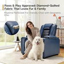 ANJ Power Home Theater Seating, PU Leather Electric Recliner Chair with Powered Headrest, Dual Motors Movie Reclining Chairs with LED Lights,USB Port, Cup Holders, Hidden Arm Storage (Blue & Black) by CozyNest Decor