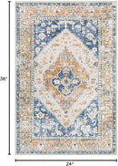Lahome Boho Small Entryway Rug - 2x3 Non-Slip Washable Rugs for Kitchen Oriental Throw Ultra-Thin Area Rugs for Bedroom Accent Distressed Blue Floor Doormat Carpet for Bathroom Laundry Living Room by TinyTreasures Baby Boutique