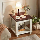 Farmhouse End Table with 2-Tier Storage Shelf, 22.8 inch Side Table for Living Room,Modern Nightstand,Small Bedside Table for Bedroom,White by CozyNest Decor