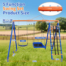 5-in-1 Heavy-Duty Metal Swing Set for Backyard - 500lb Capacity Outdoor Playset with Basketball Hoop & Climbing Rope by TinyTreasures Baby Boutique